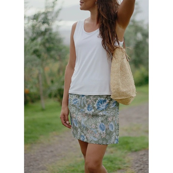 Rip Skirt Green Blue Print A-Line Casual wrap Skirt Size L - Picture 1 of 8